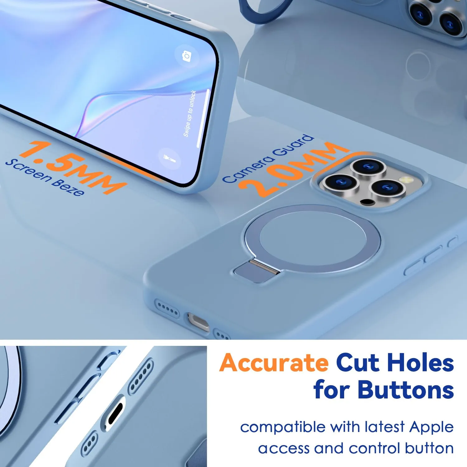 CloudValley iPhone 15 Pro Cover MagSafe Blu Chiaro Silicone
