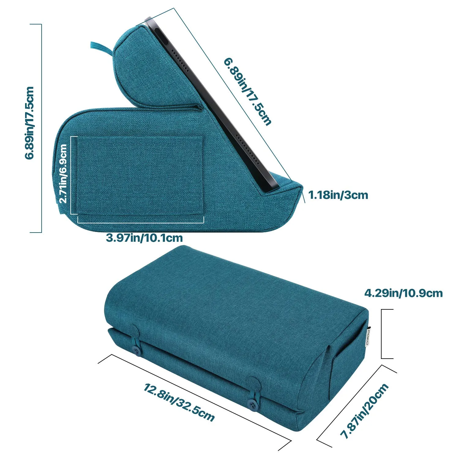 MoKo Supporto Tablet Cuscino 12.9" Blu Pavone