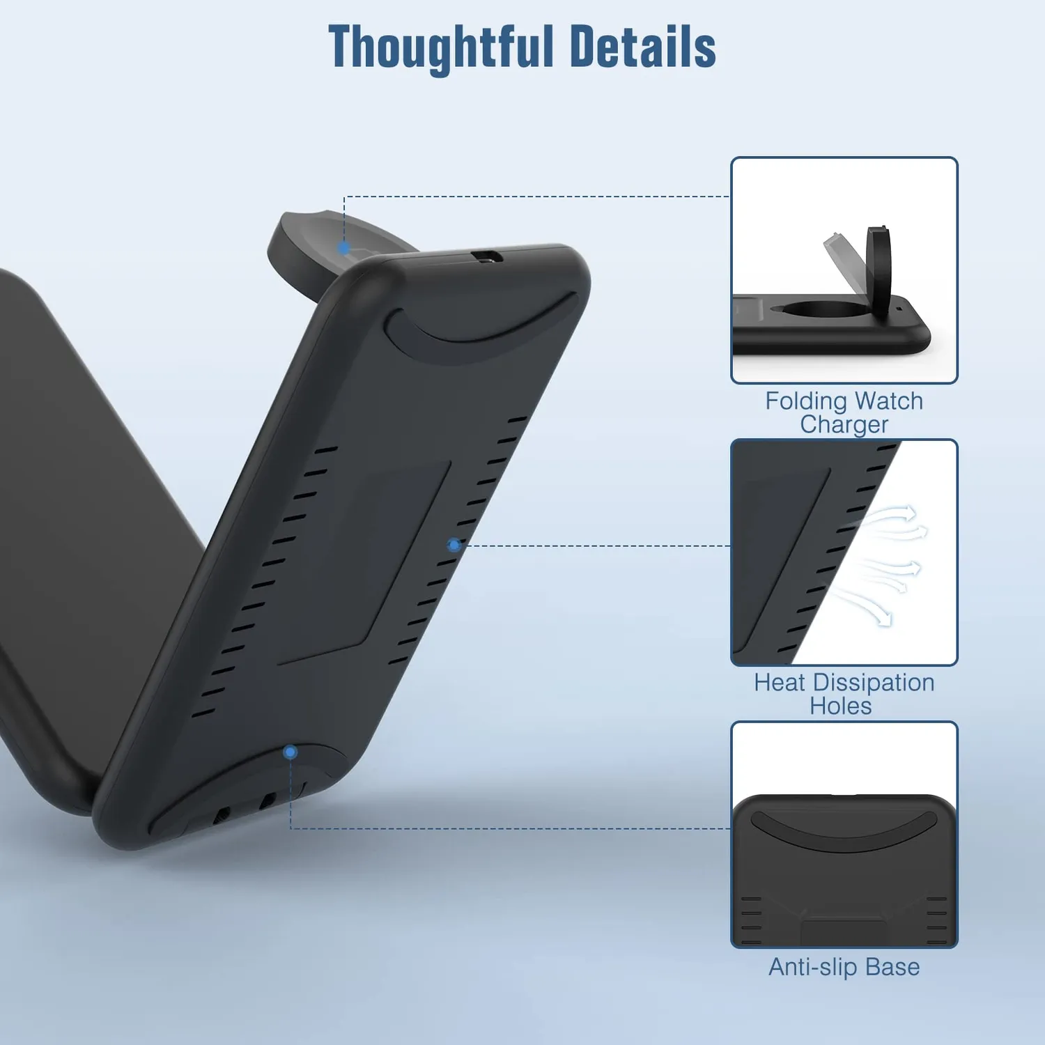MoKo 3 in 1 dock ricarica wireless iPhone Watch nero