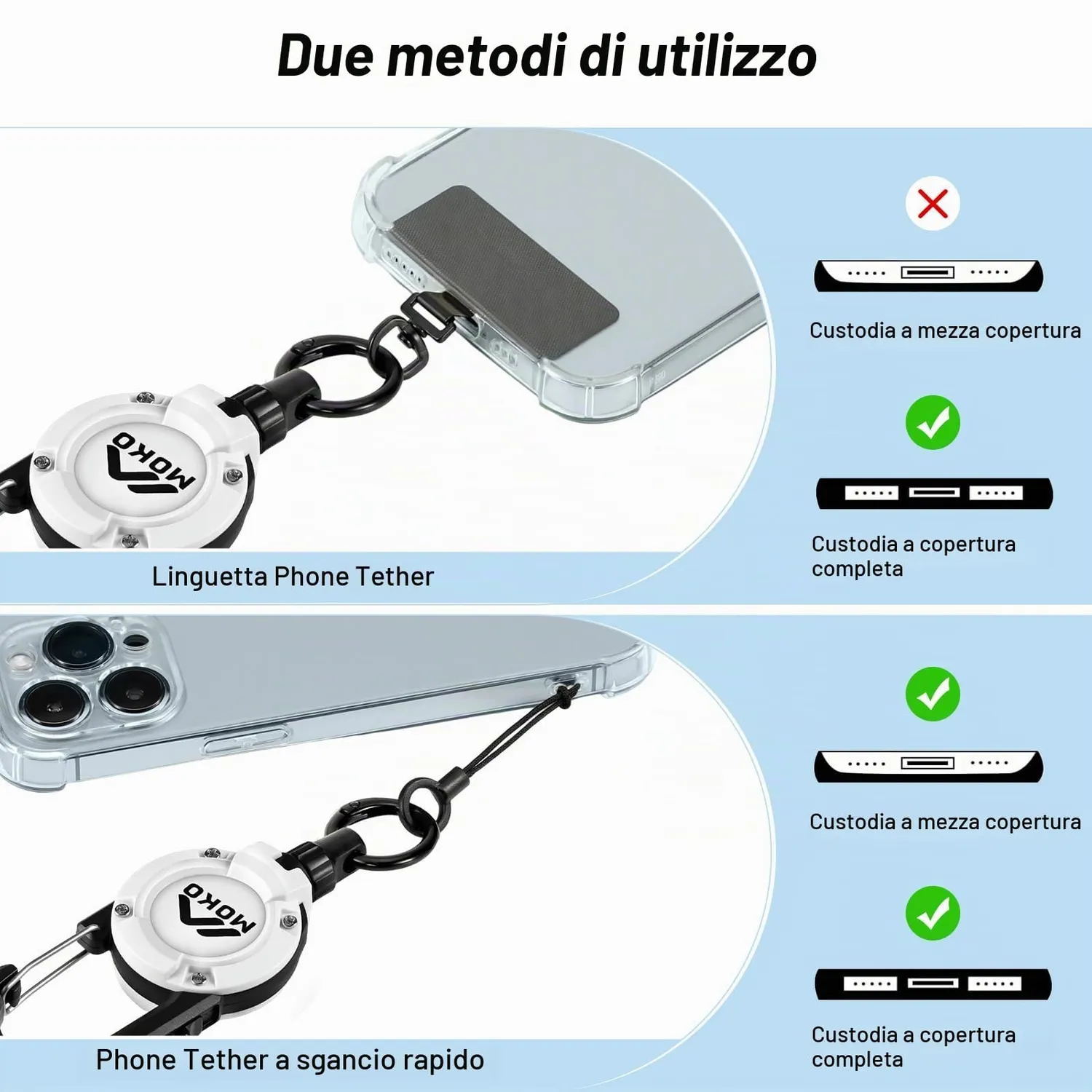 MoKo laccetto telefono antifurto acciaio retrattile bloccabile