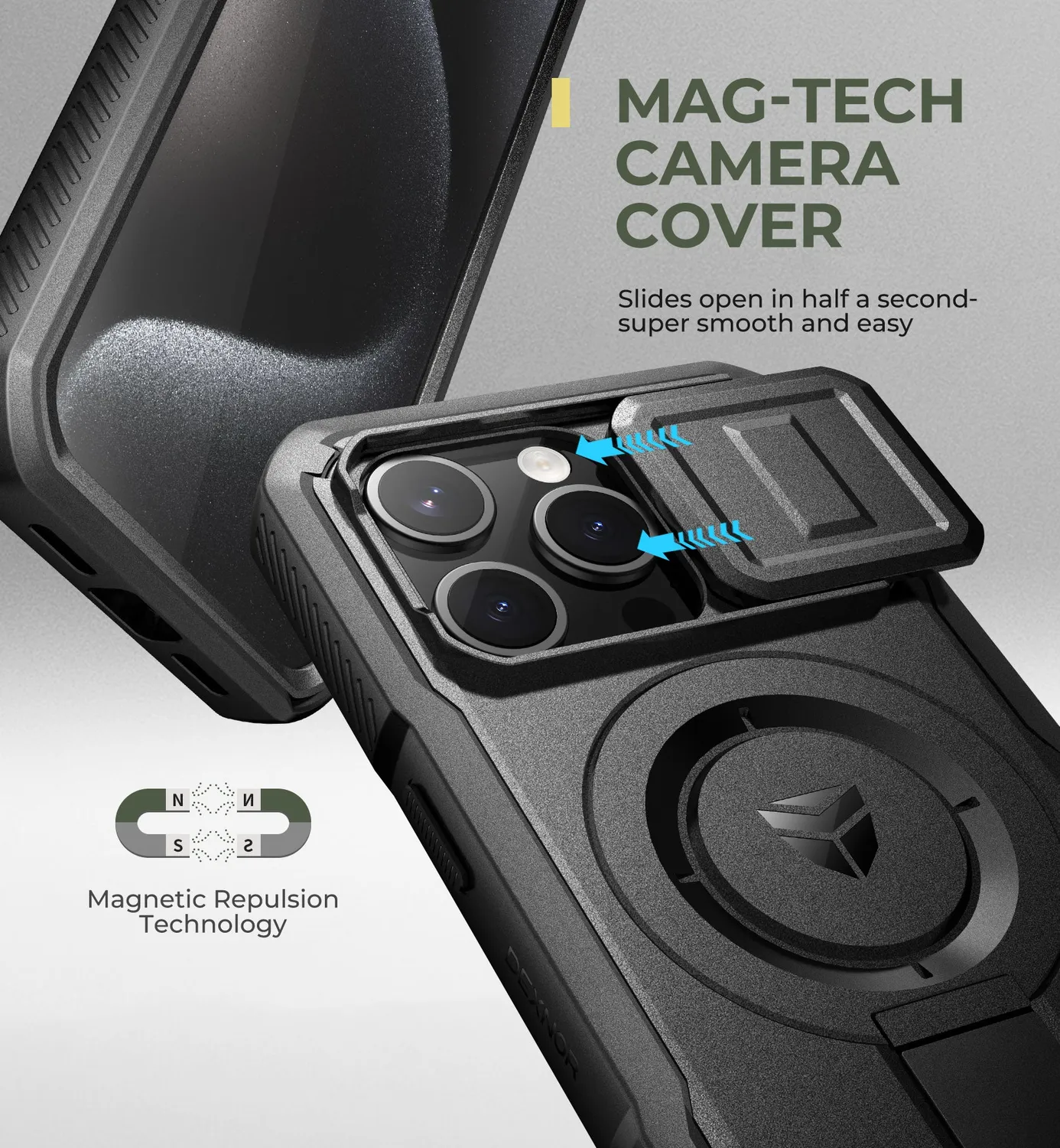 Dexnor iPhone 15 Pro Cover Nera MagSafe Antiurto Camera Slide