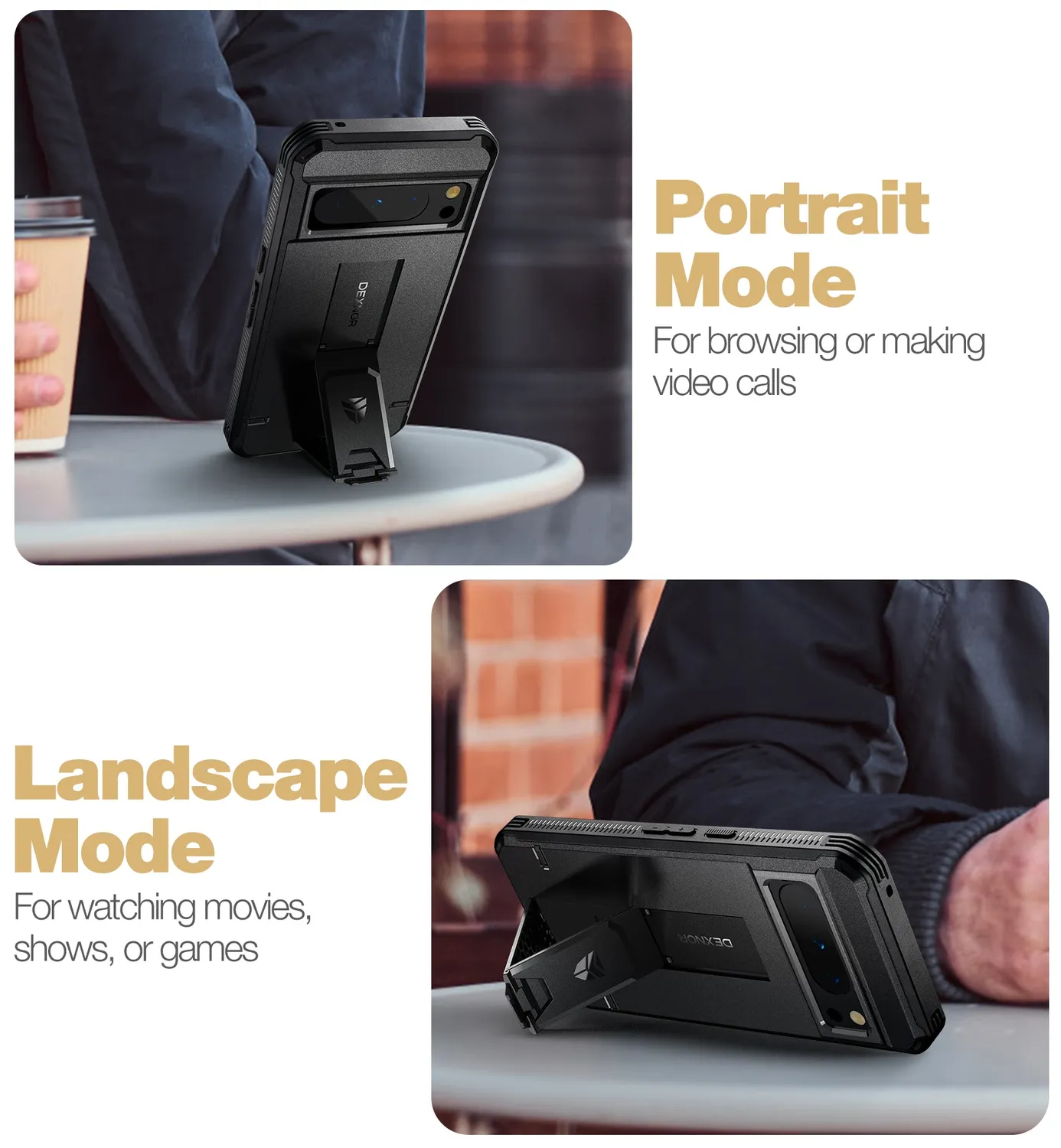Dexnor per Pixel 8 Pro Custodia Nera rugged 2 pellicole