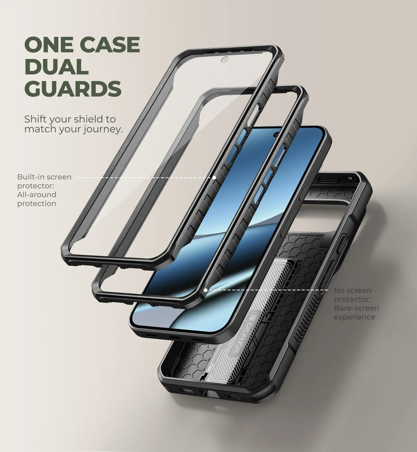 Dexnor Pixel 11 Pro XL cover nera rugged con stand