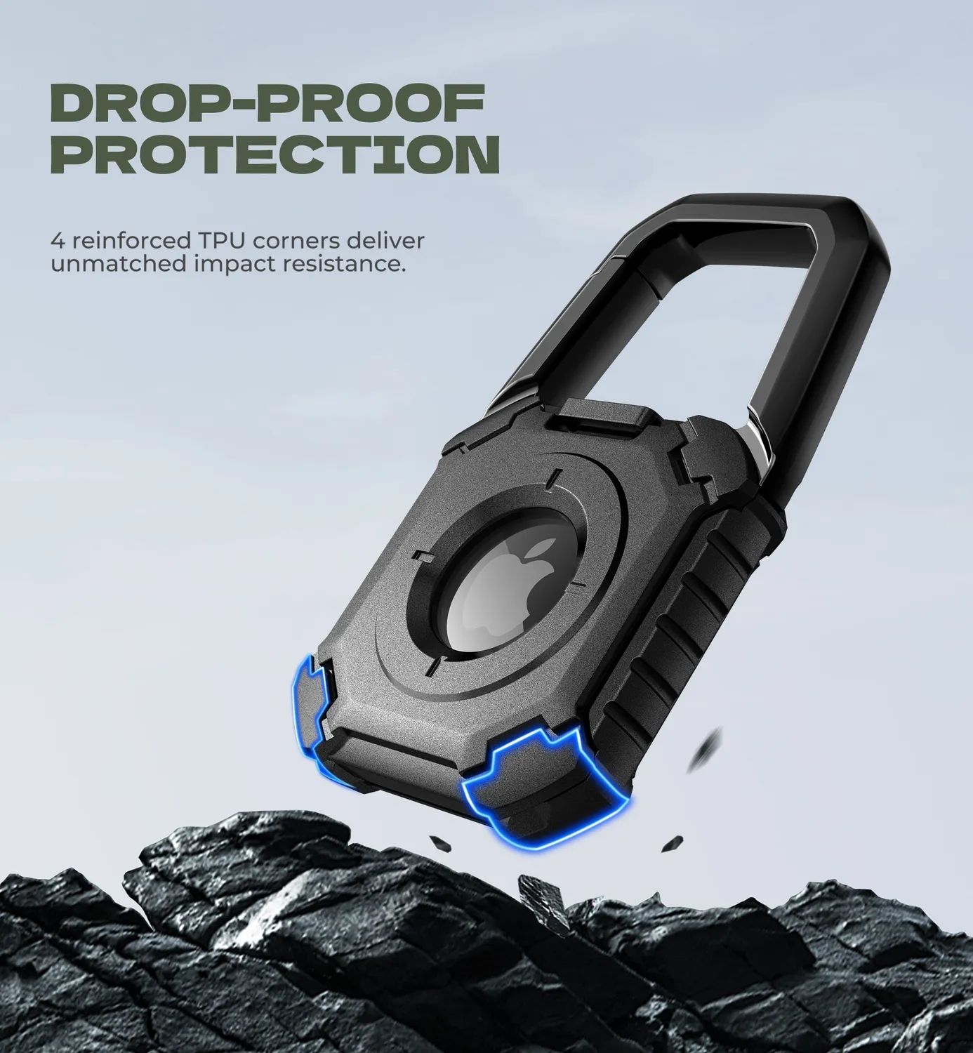 Dexnor cover AirTag portachiavi nera antiurto TPU