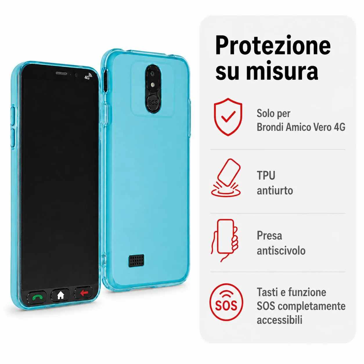 caseroxx TPU cover Brondi Amico Vero 4G azzurra antishock