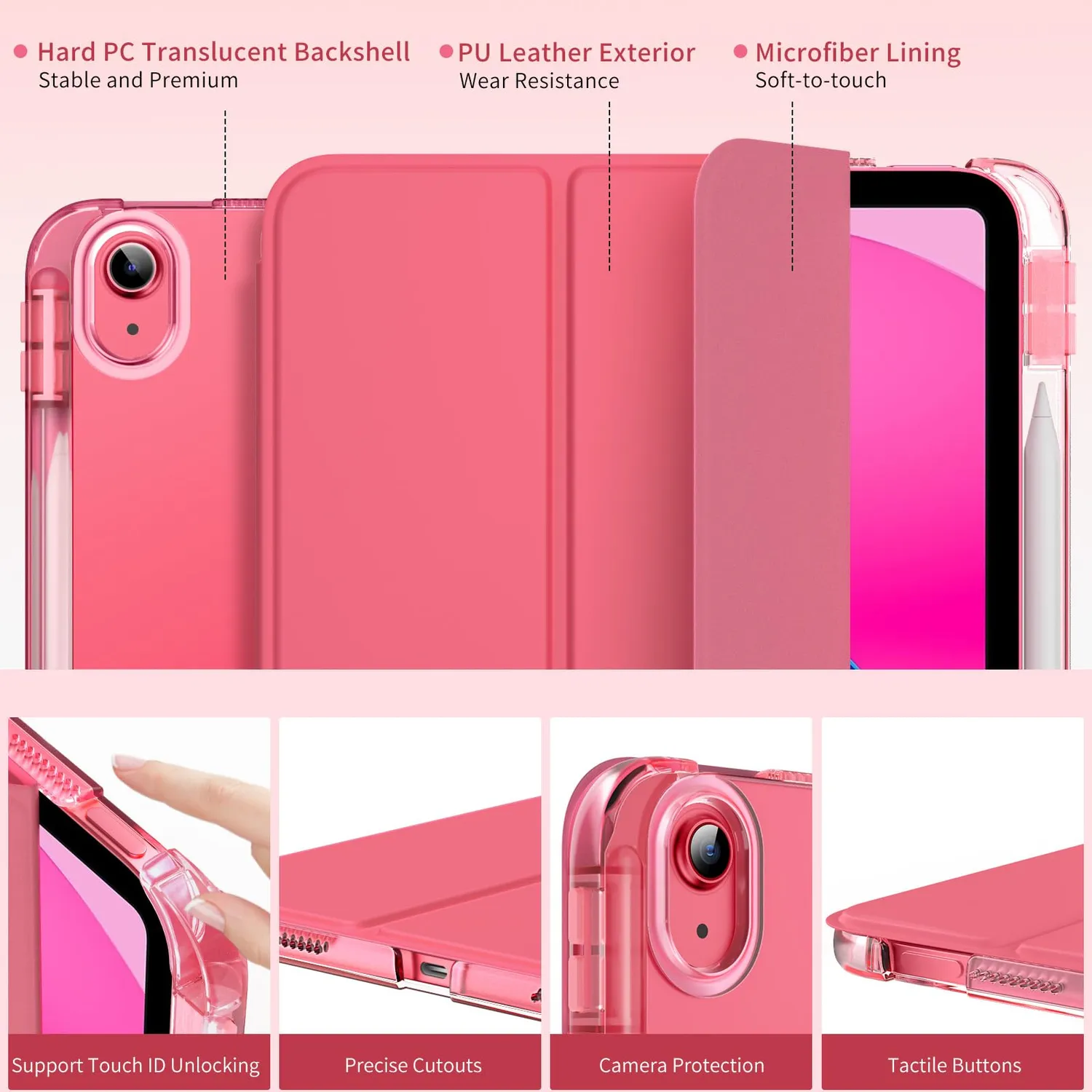 MoKo Cover iPad A16 11 10 Gen Anguria Rosa con Penna