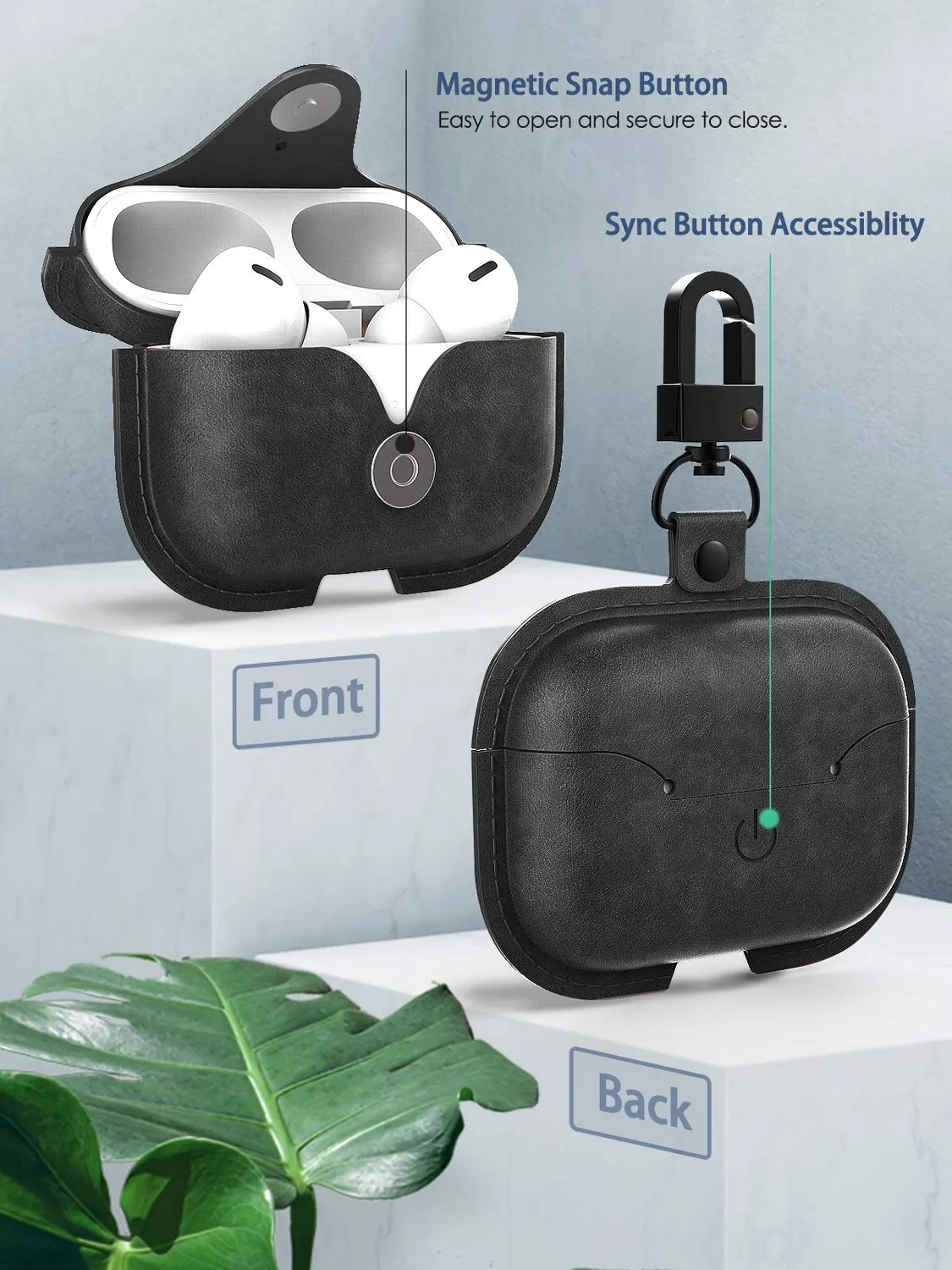 MoKo Custodia AirPods 3 Pelle PU Nera Magnetica