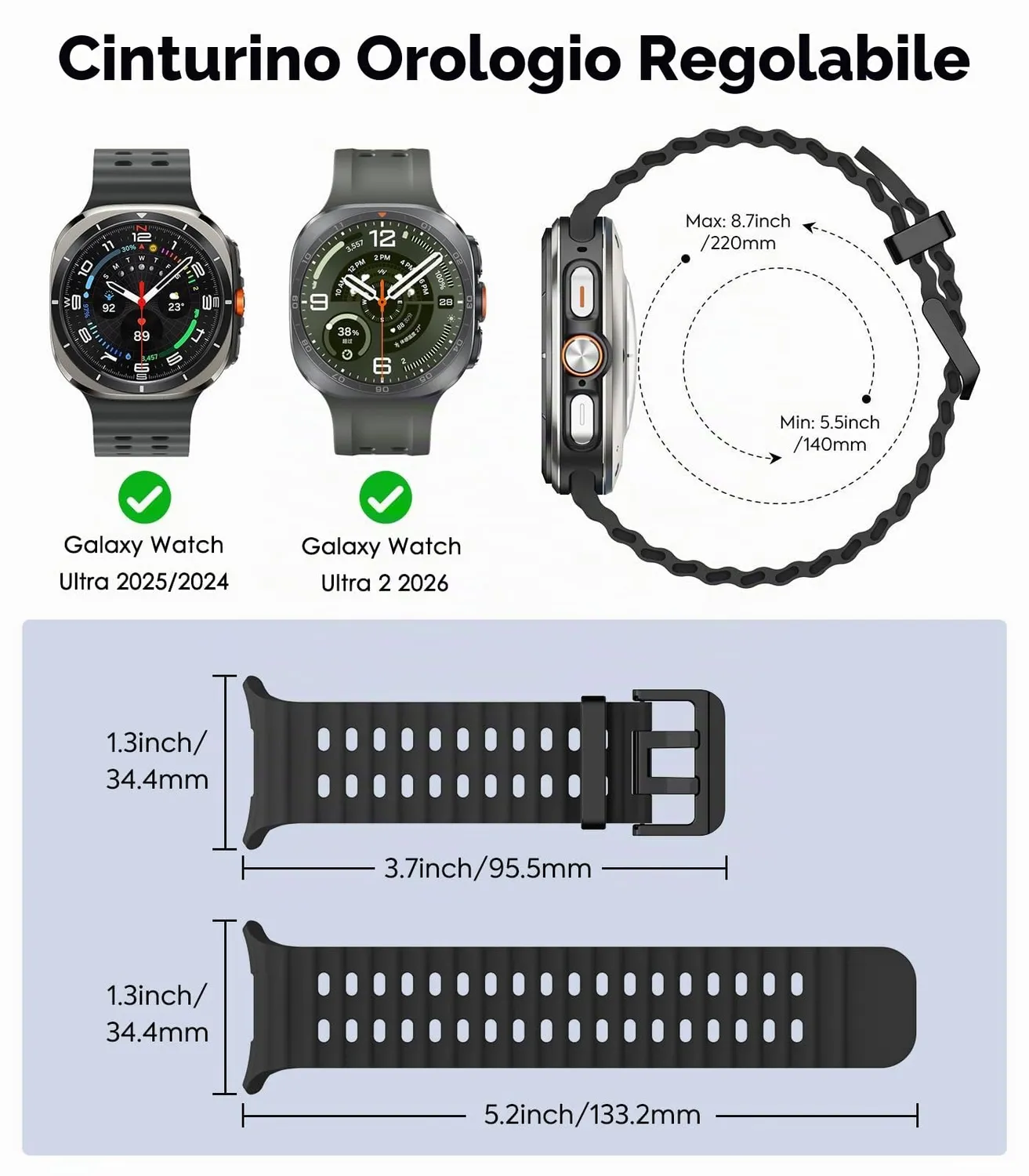 MoKo Sportivo Galaxy Watch Ultra 47mm cinturino nero silicone
