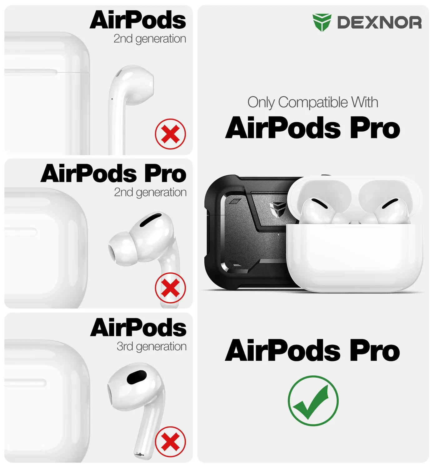 Dexnor custodia AirPods Pro 2019 nera con moschettone