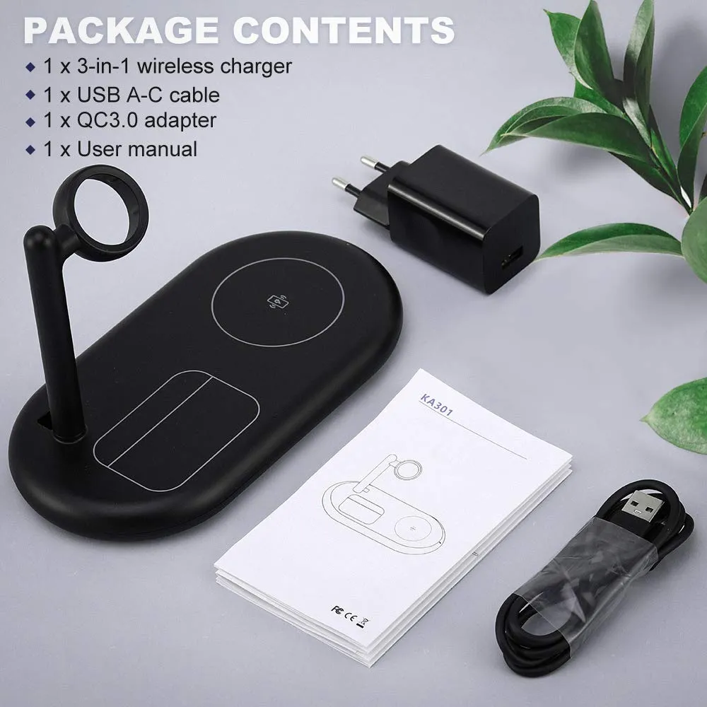 MoKo stazione ricarica wireless 3in1 Qi iPhone Watch AirPods