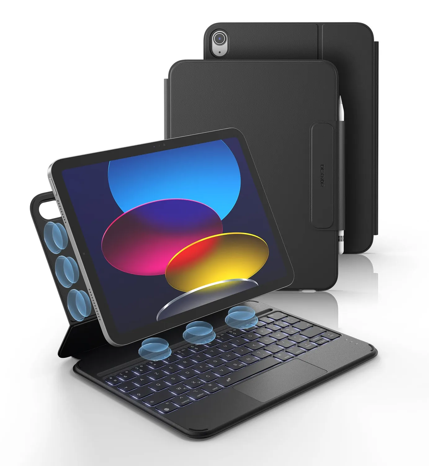 Dexnor iPad 11 Gen 10.9 custodia tastiera nera retroilluminata