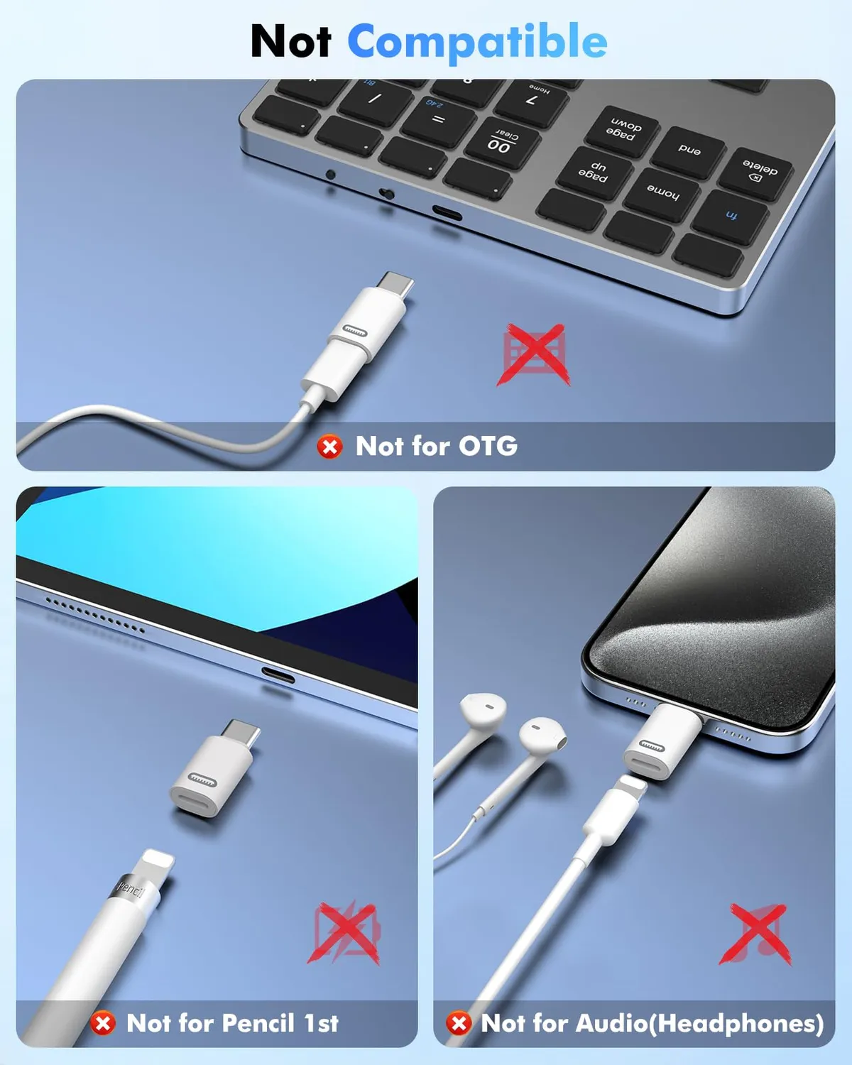 MoKo Adattatore Lightning-USB-C Maschio 2 Pezzi Bianco ricarica