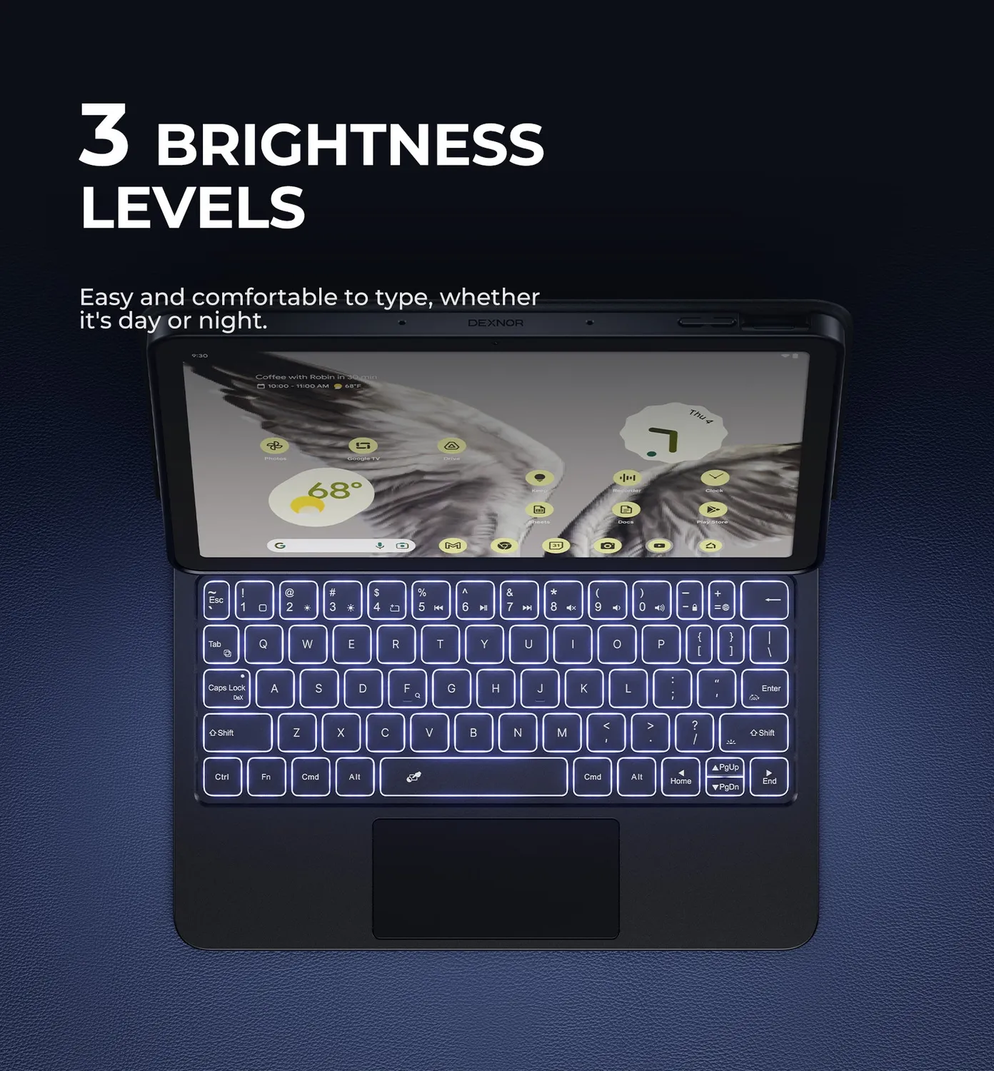 Dexnor Pixel Tablet 11 custodia tastiera nera retroilluminata
