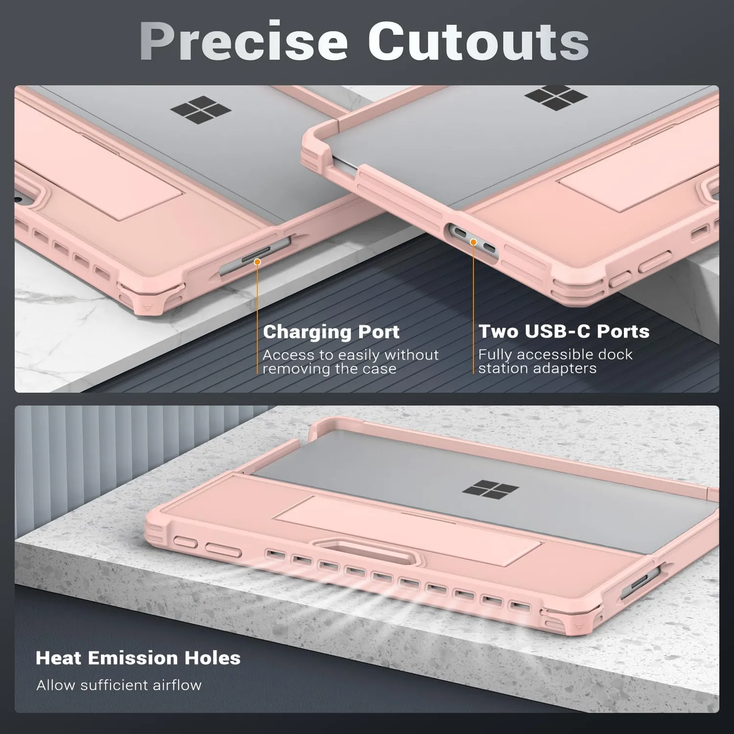 MoKo Surface Pro 13 Custodia oro rosa con cinturino mano