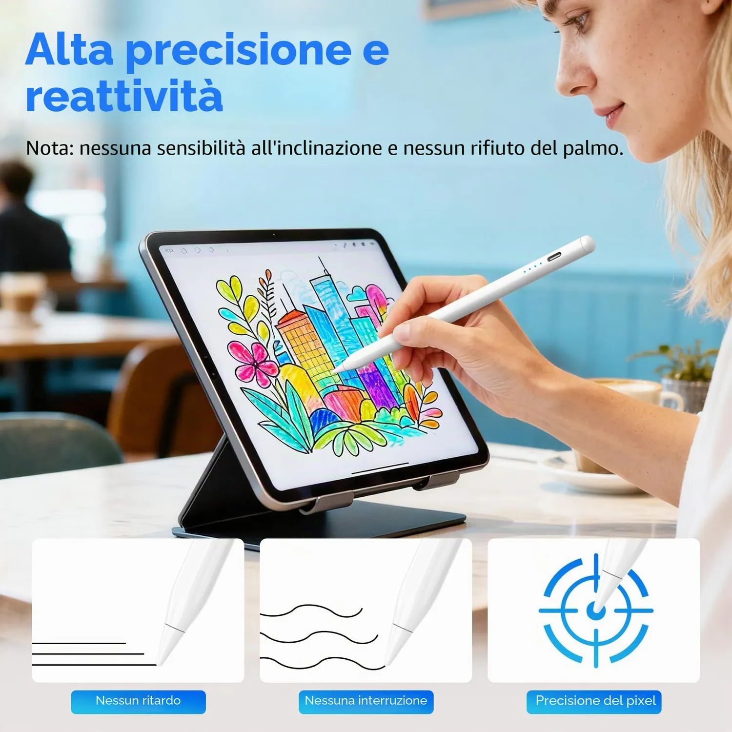 MoKo penna stilo touch Android ricaricabile bianco USB-C