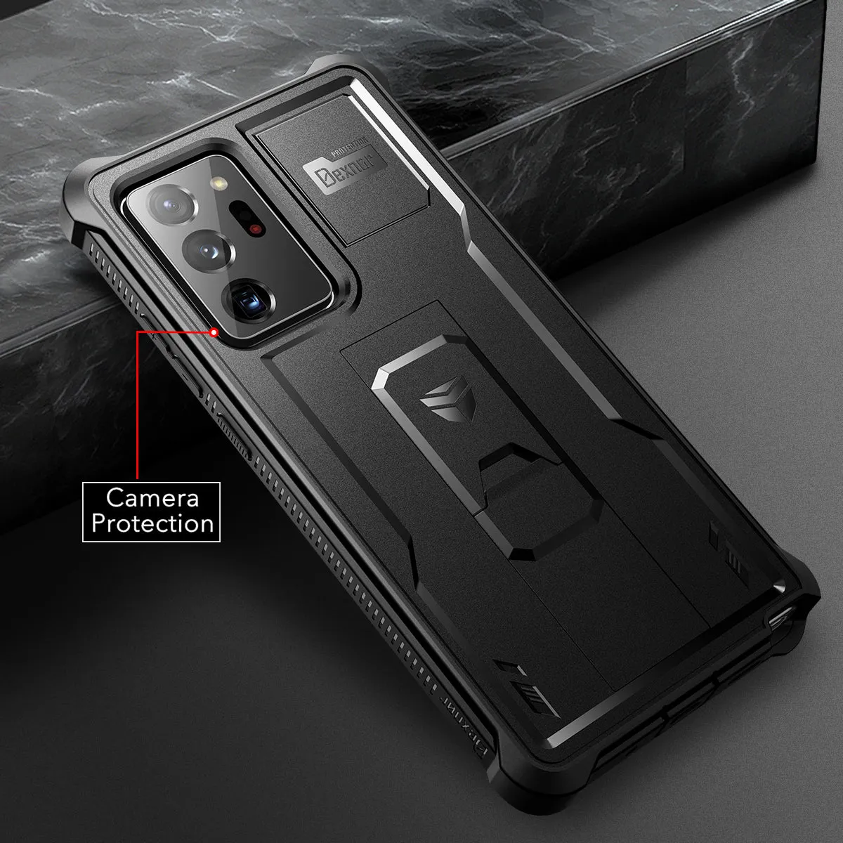 Dexnor Galaxy Note 20 Ultra cover rugged nera con pellicola