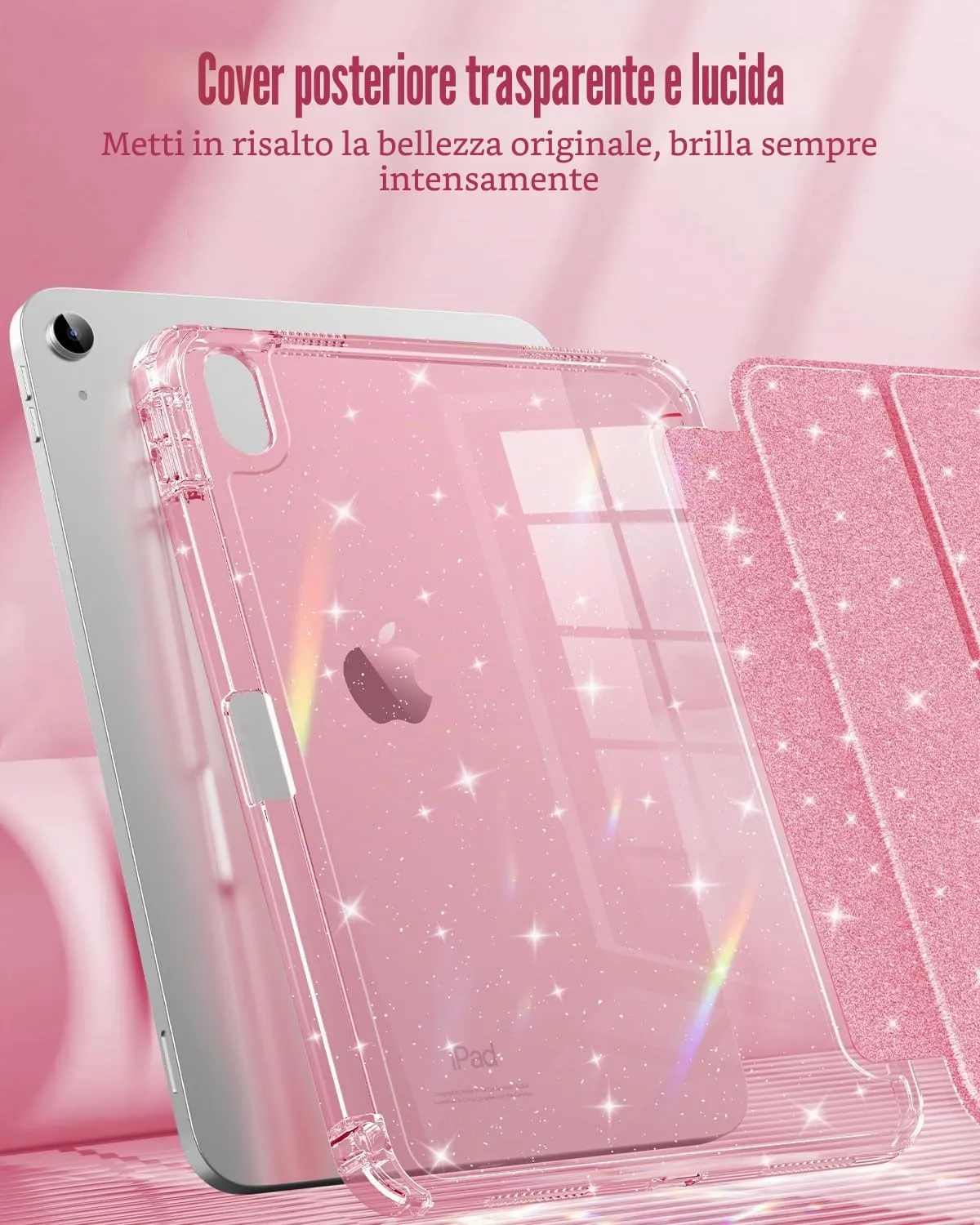 MoKo Cover iPad A16 11" e 10ª Gen 10,9" Rosa Glitterato