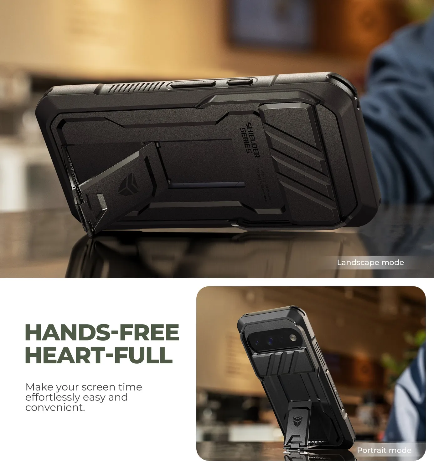 Dexnor Pixel 11 custodia rugged nera con stand