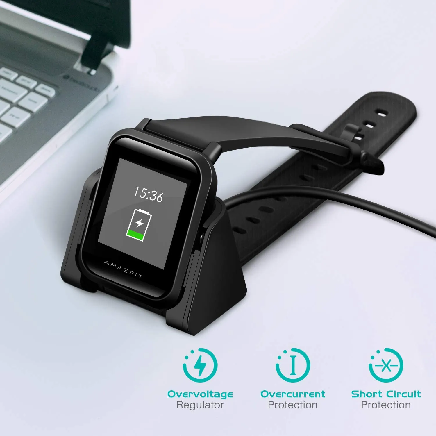 MoKo Caricabatterie Amazfit Bip Lite Cavo 1m Nero