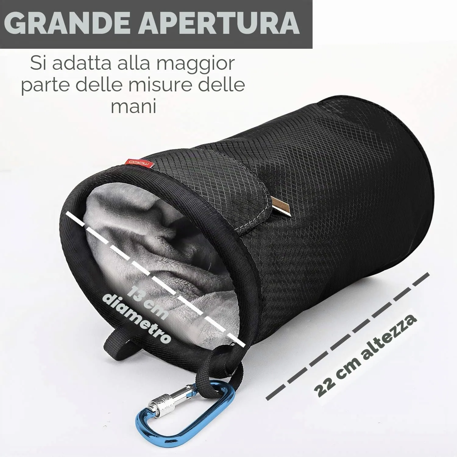 MoKo Borsa Magnesio Arrampicata Nera con Cintura