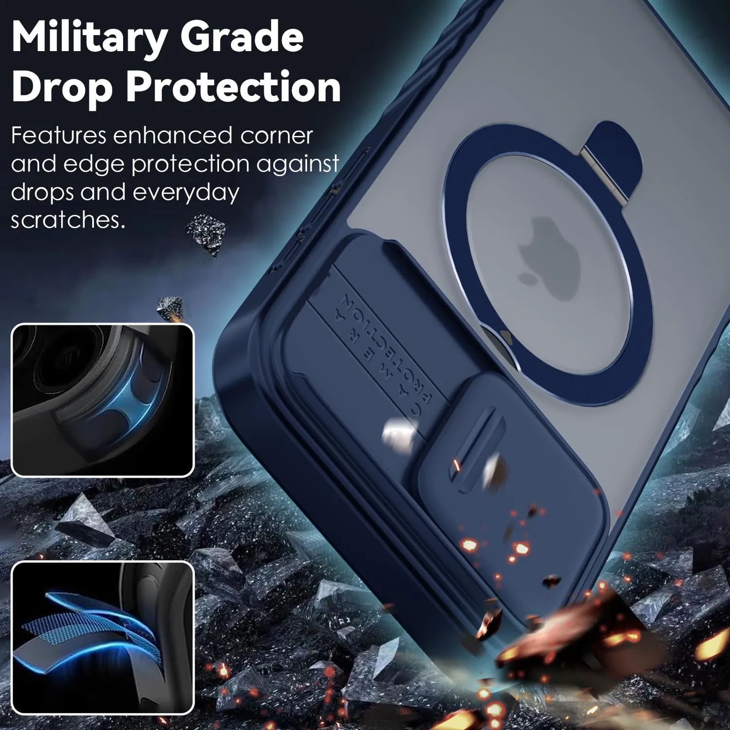 CloudValley Cover per iPhone 15 Pro Max blu opaco MagSafe