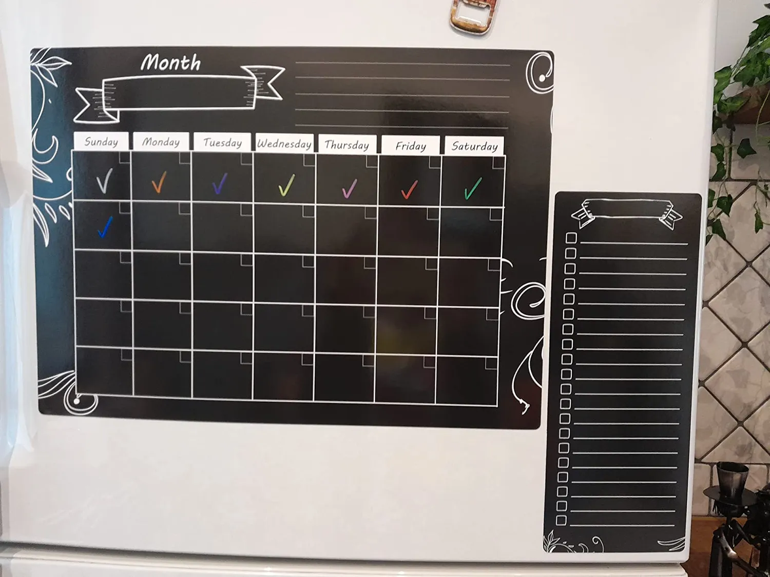 MoKo Calendario Magnetico Frigo Nero Mensile Riutilizzabile