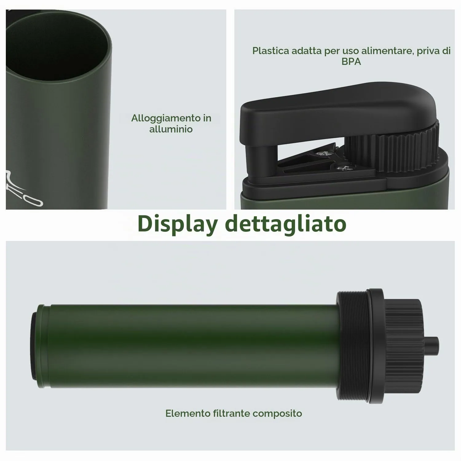 MoKo Filtro Acqua Portatile Pompa Campeggio 600 ml/min