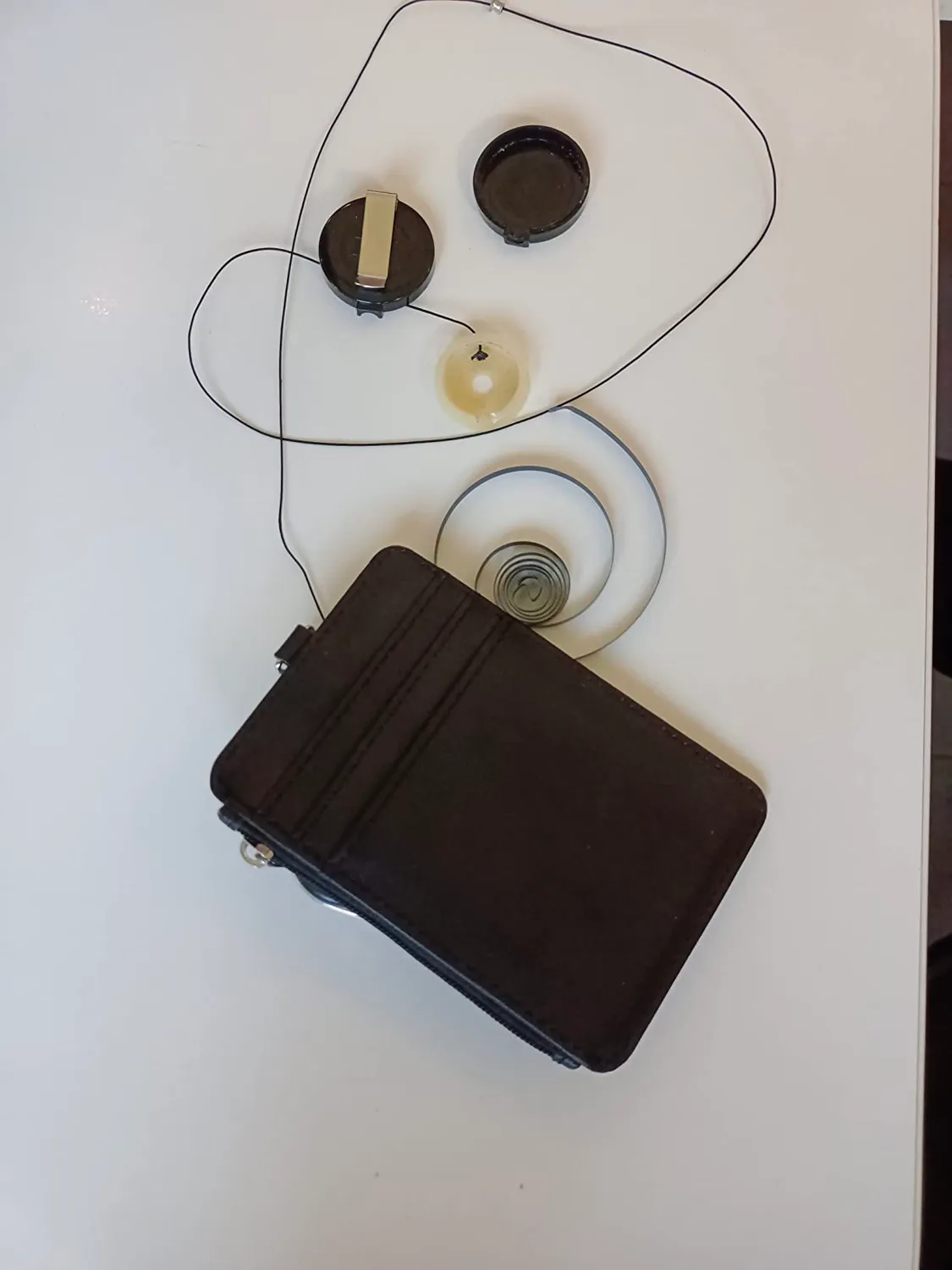 MoKo Porta badge pelle PU nero con zip retrattile
