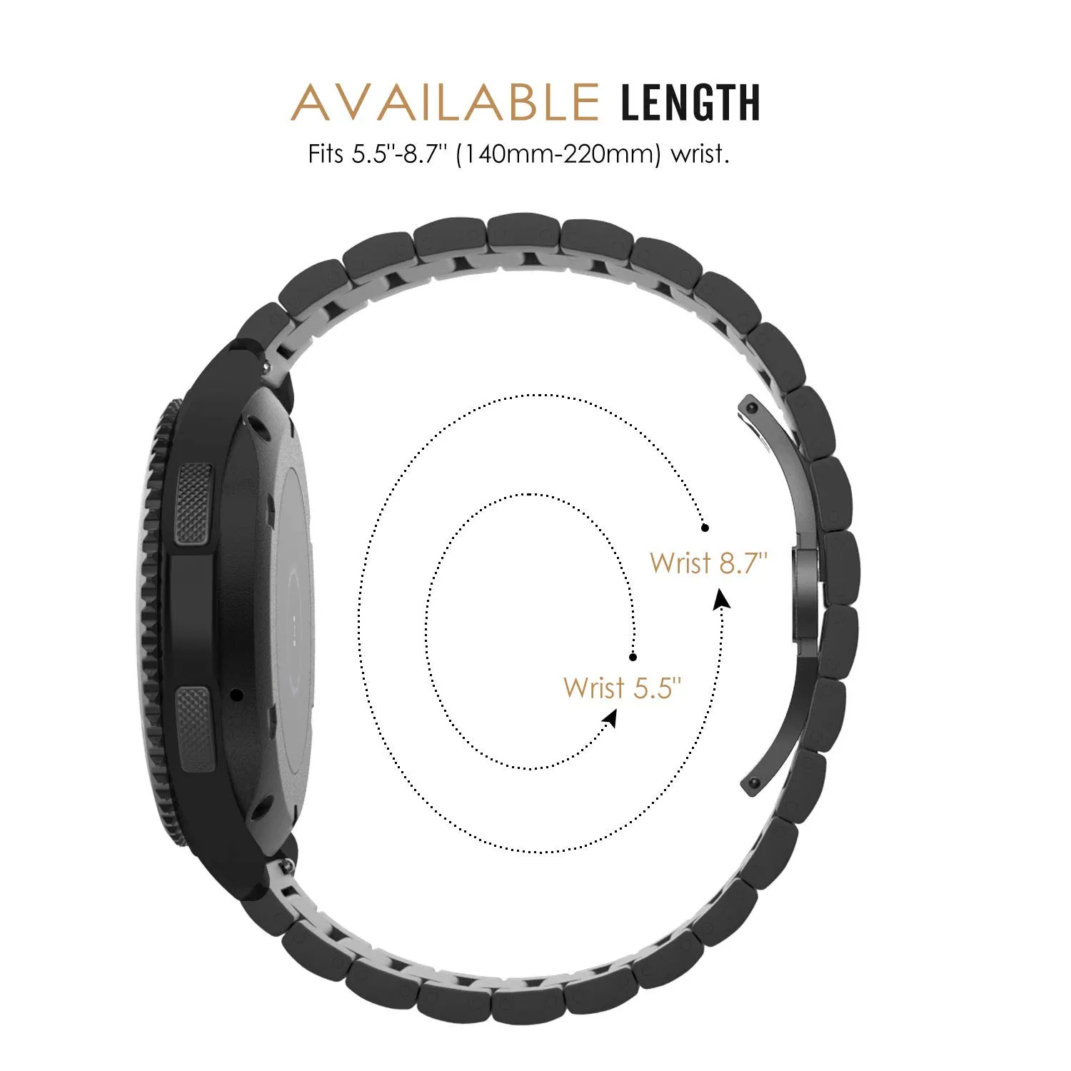 MoKo Cinturino 22mm Acciaio Nero Galaxy Watch 46mm