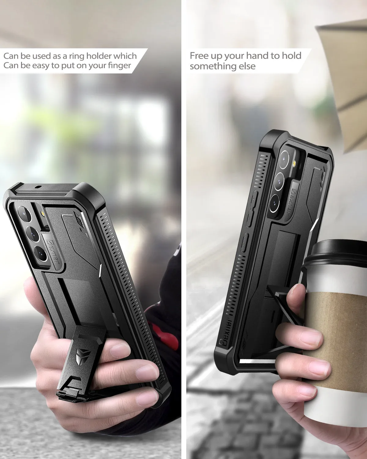Dexnor Galaxy S22 Plus cover antishock nera kickstand