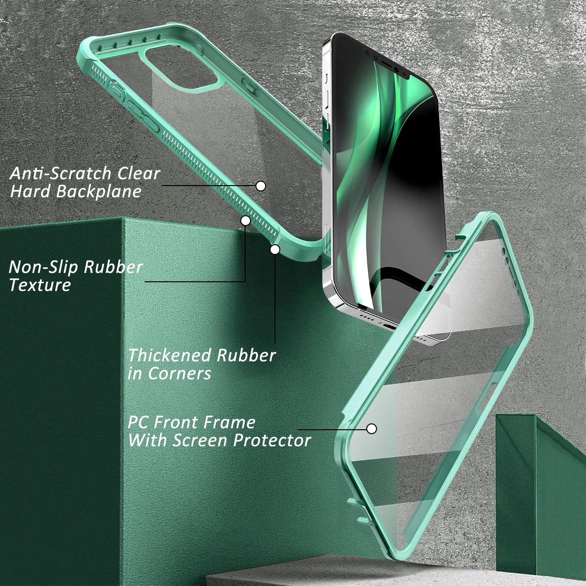 Dexnor iPhone 12 Pro Max cover verde antishock 360