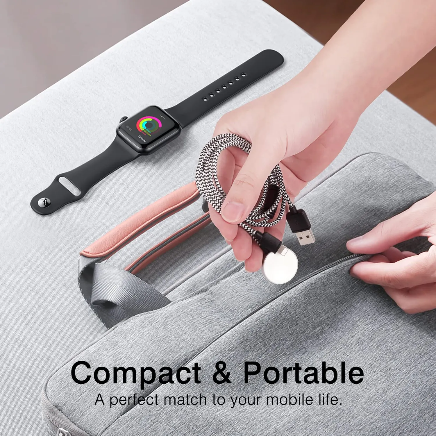 MoKo 2 in 1 cavo ricarica wireless magnetico nero