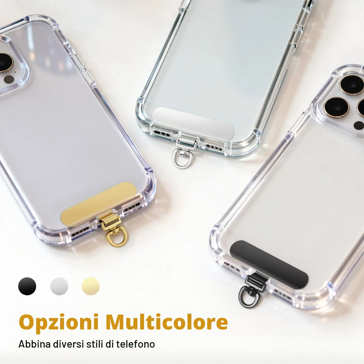 MoKo Tether Tab 360° Gancio Laccetto Telefono argento 6 pezzi inox
