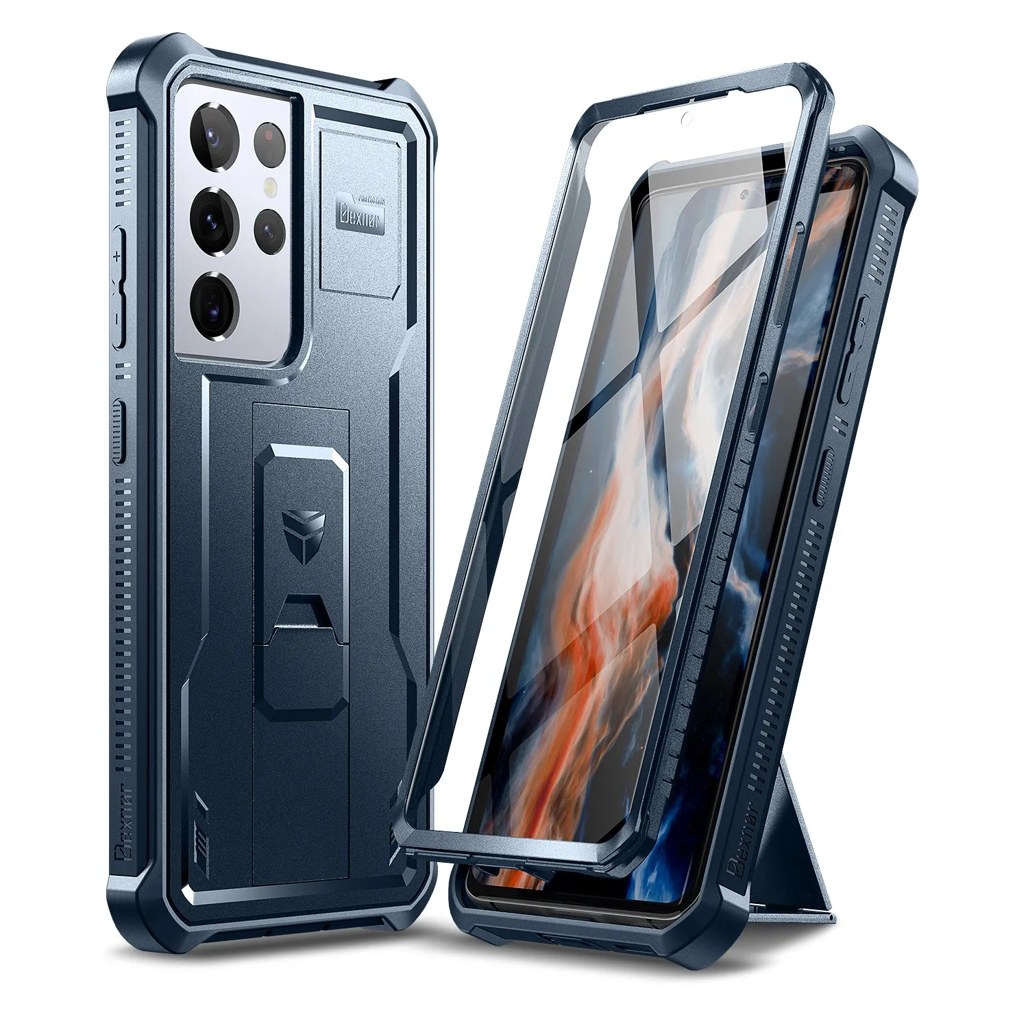 Dexnor Galaxy S21 Ultra Cover nera antishock con cavalletto