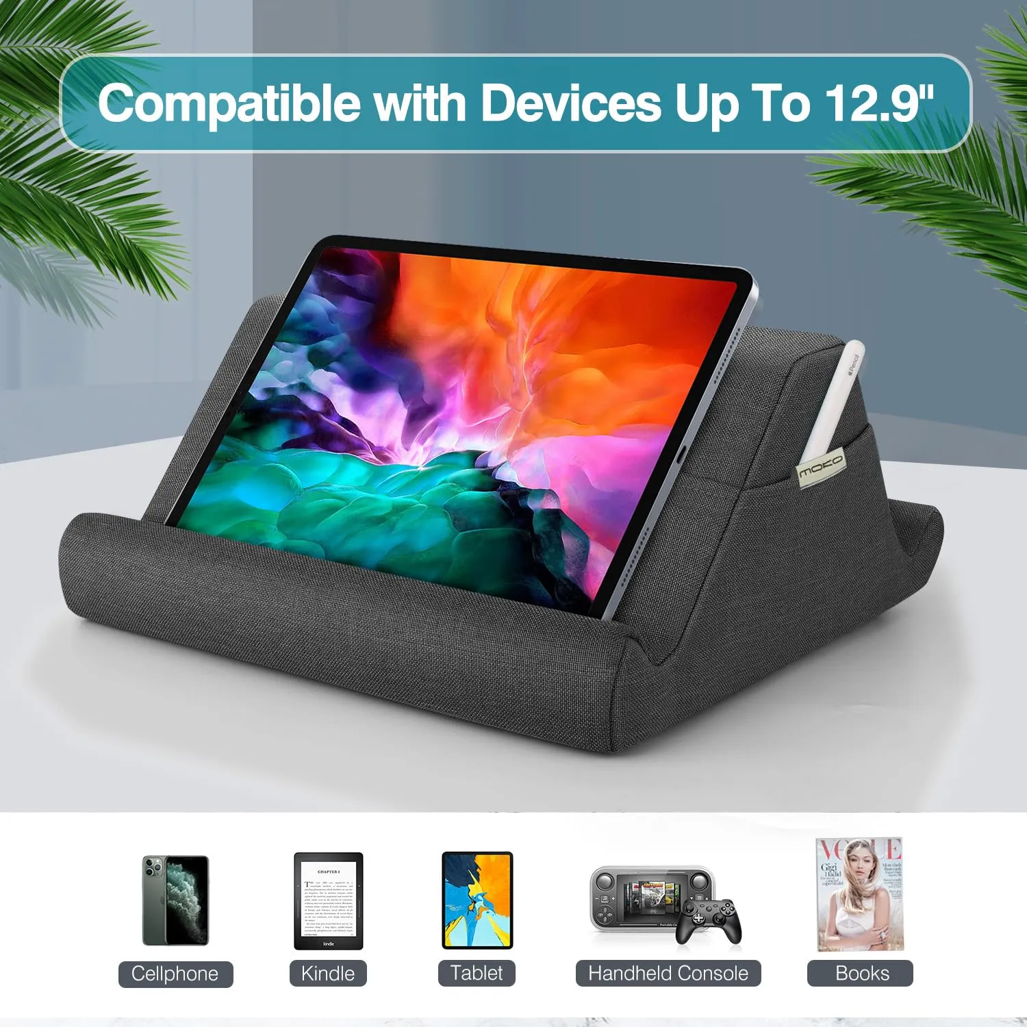 MoKo Supporto Tablet Cuscino Grigio Multi-Angolo Tasca