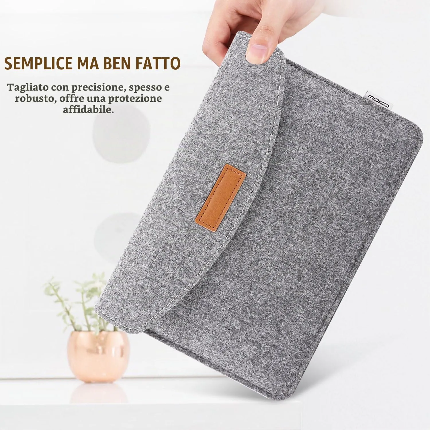 MoKo custodia sleeve feltro tablet 7-8 pollici grigio chiaro antiurto