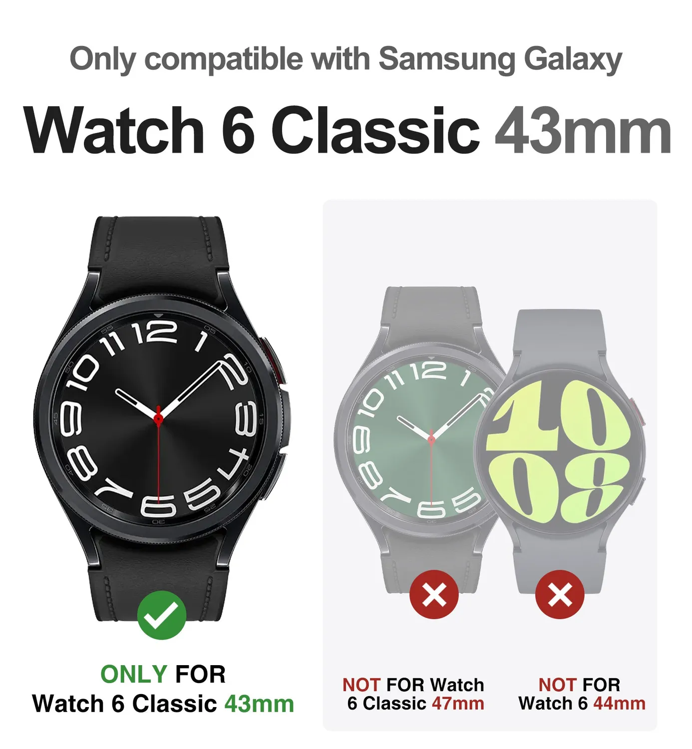 Dexnor Galaxy Watch 6 Classic 43mm cinturino nero sportivo