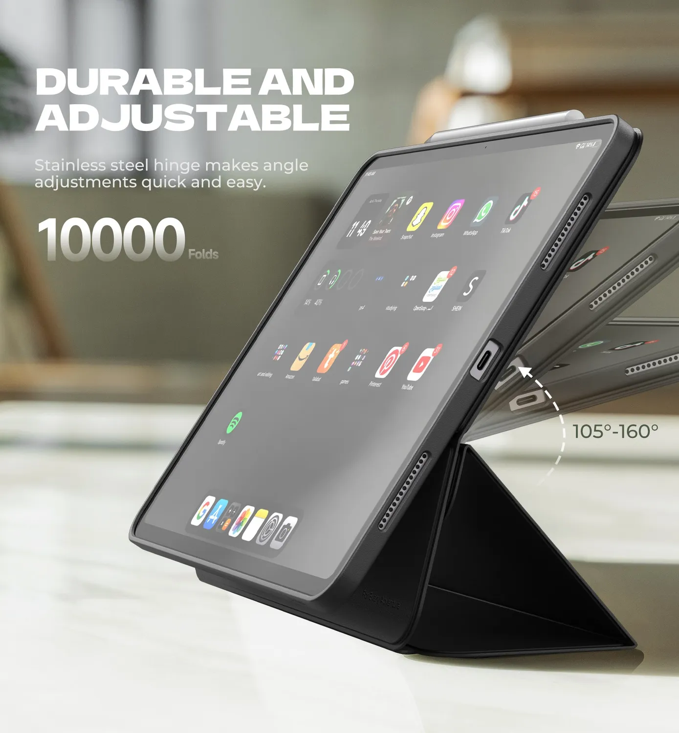 Dexnor Custodia iPad Pro 13 M4 2024 Magnetica Nera Stand
