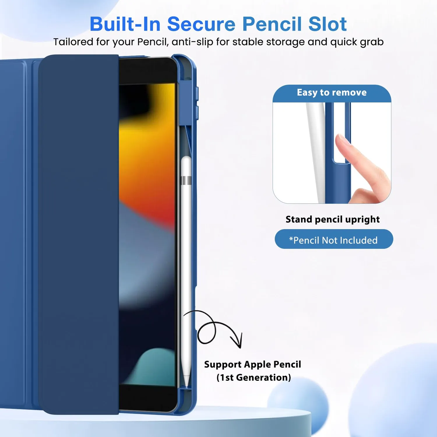 MoKo iPad 10,2 7/8/9 Gen cover blu marino stand