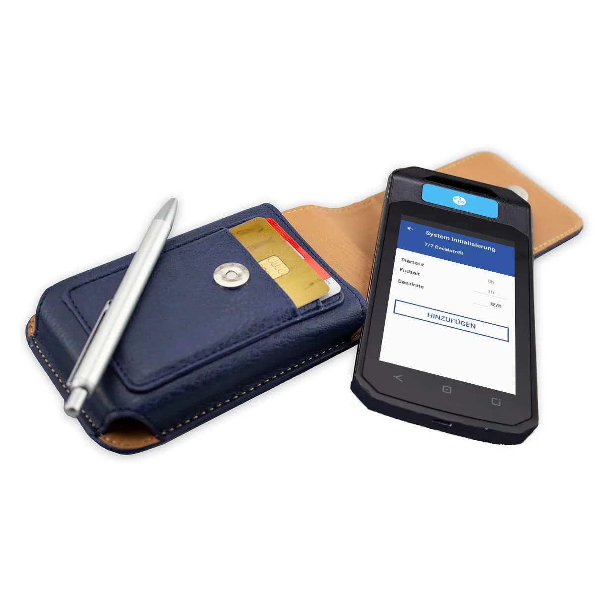 caseroxx Dexcom DBLG1 custodia pelle blu cintura carte