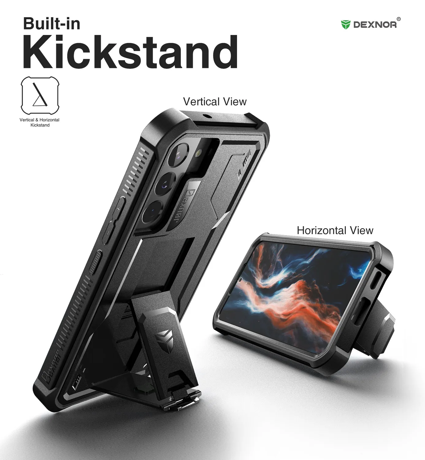 Dexnor Cover Samsung Galaxy S22 5G Nera con Kickstand