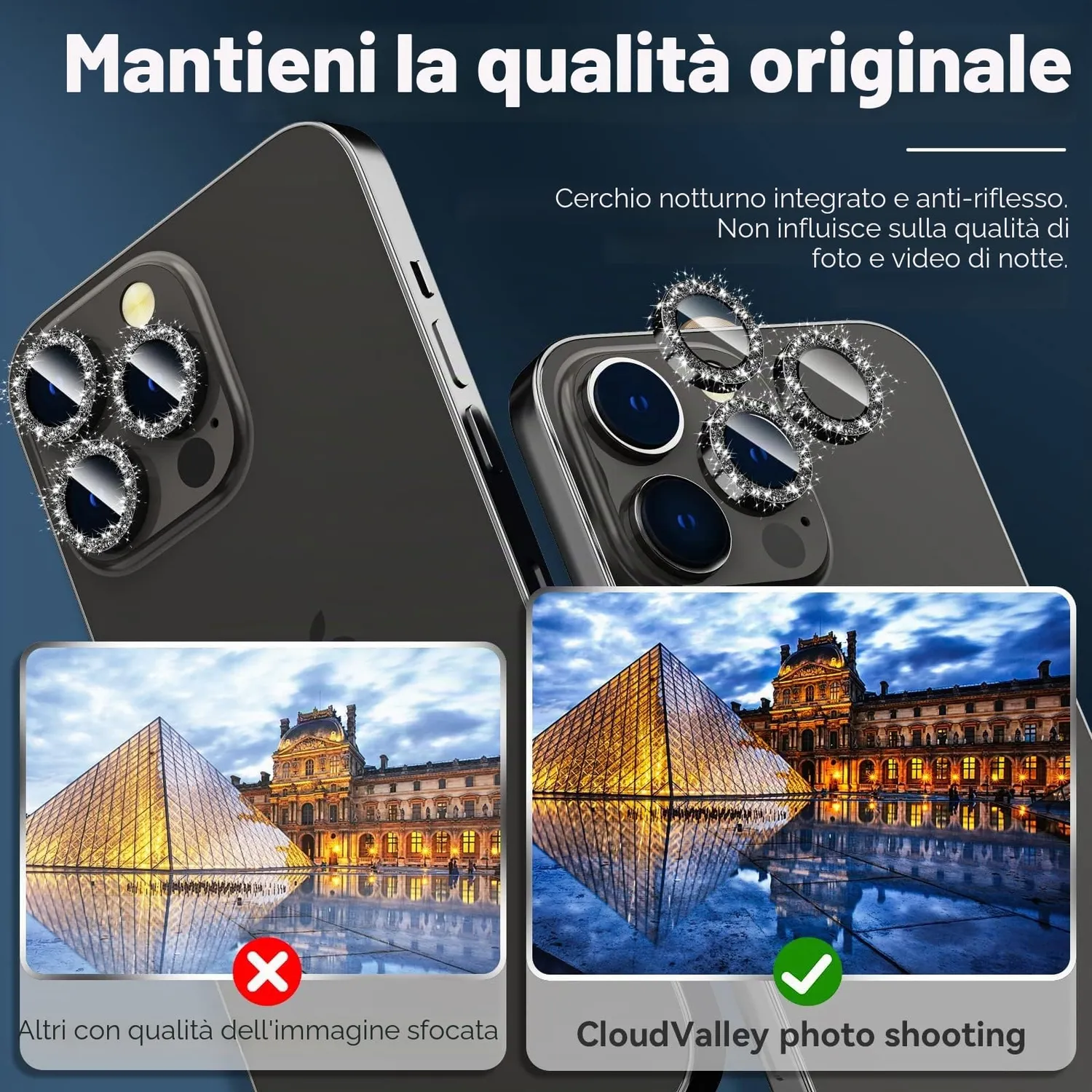 CloudValley iPhone 14 Pro vetro fotocamera nero siderale