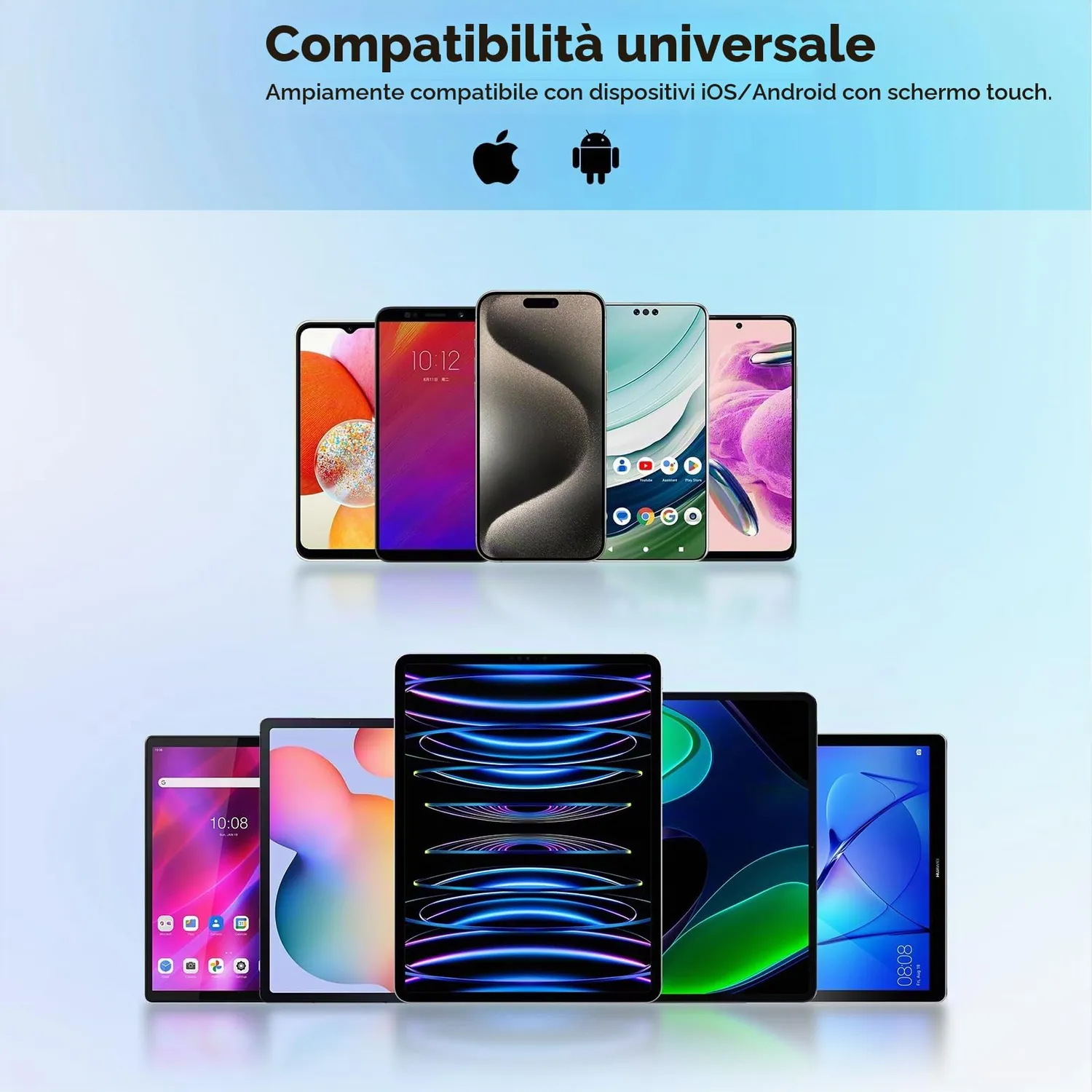 MoKo penna stilo universale touch bianca display batteria