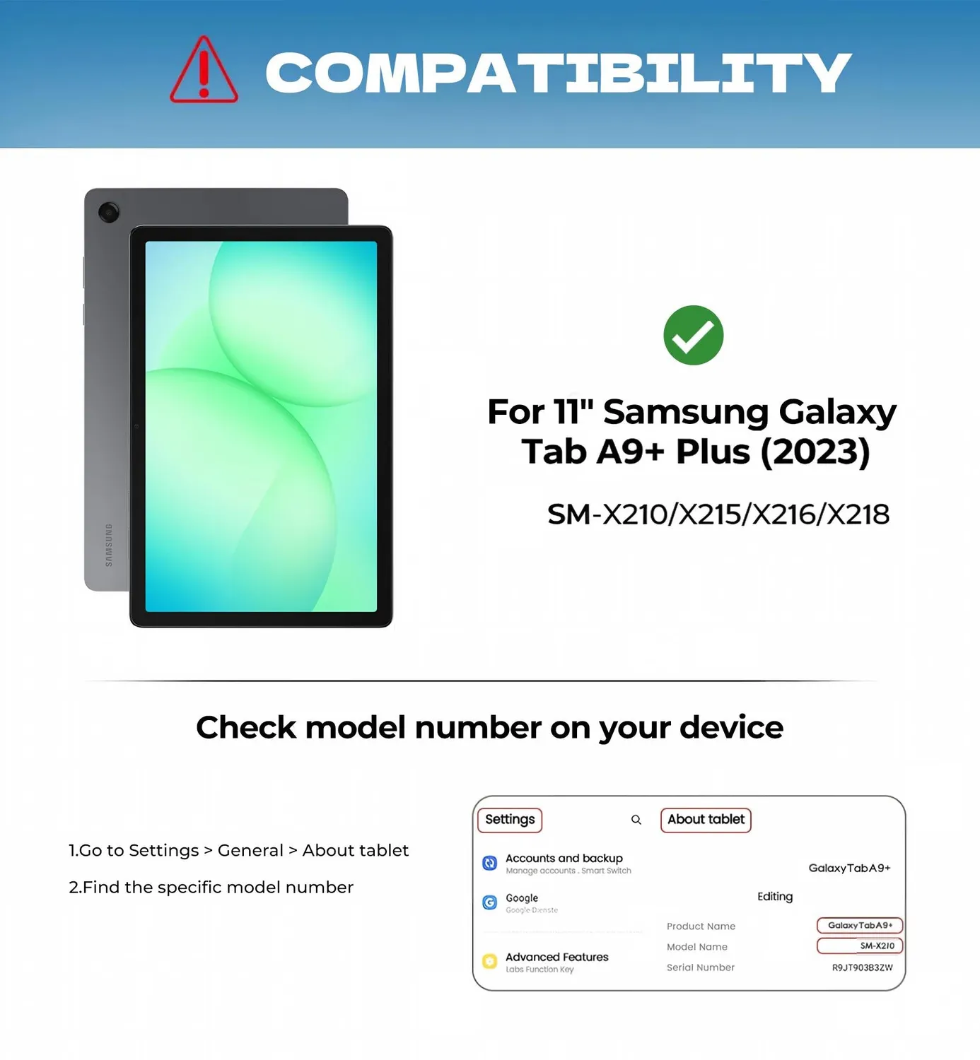 Dexnor cover tastiera Galaxy Tab A9+ 11" nera retroilluminata