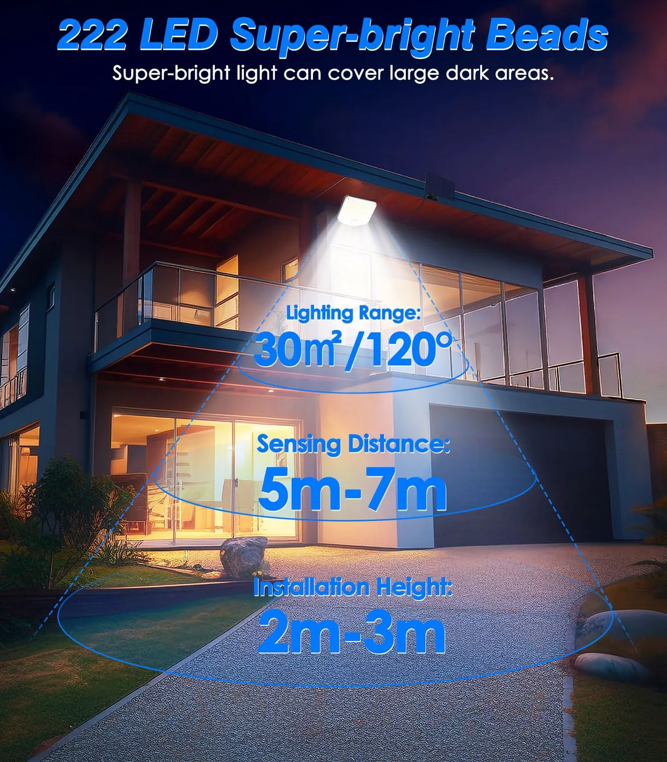 MoKo luce solare esterno 222 LED 2 pezzi sensore