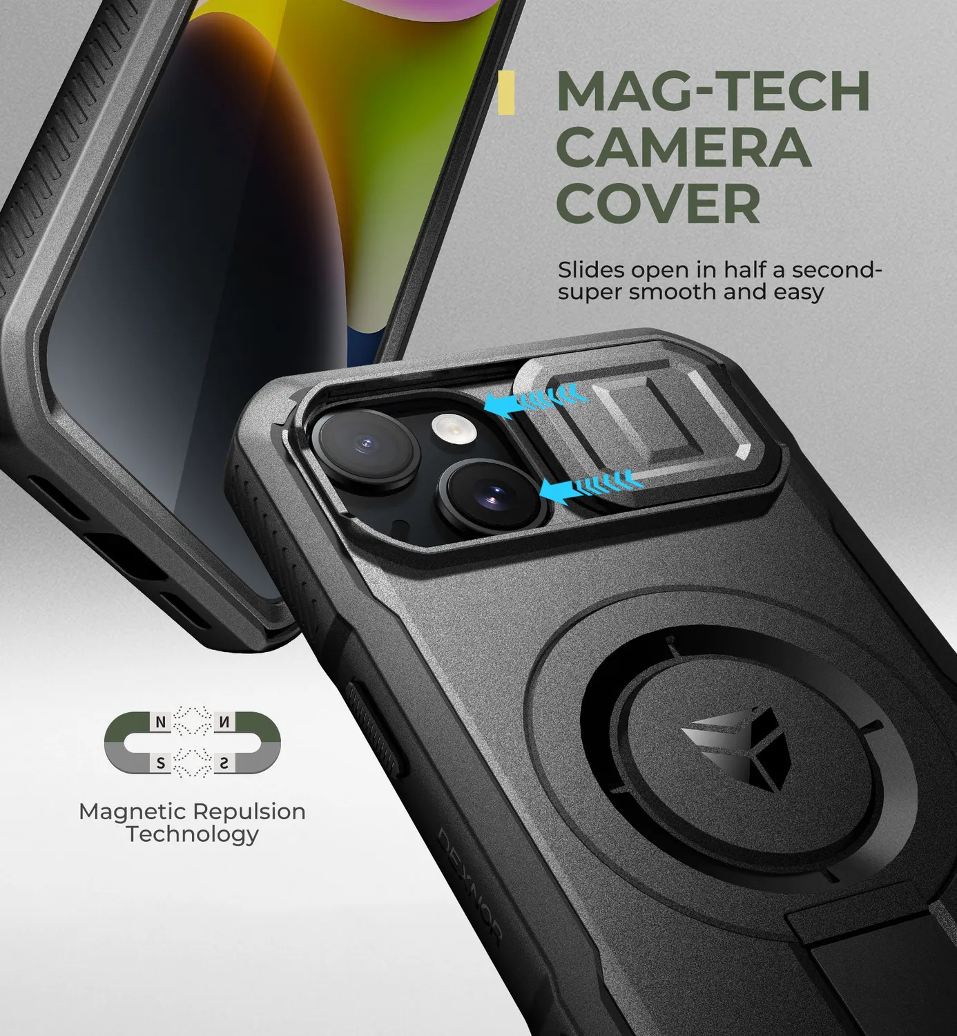 Dexnor iPhone 13 14 cover rugged nera MagSafe 360