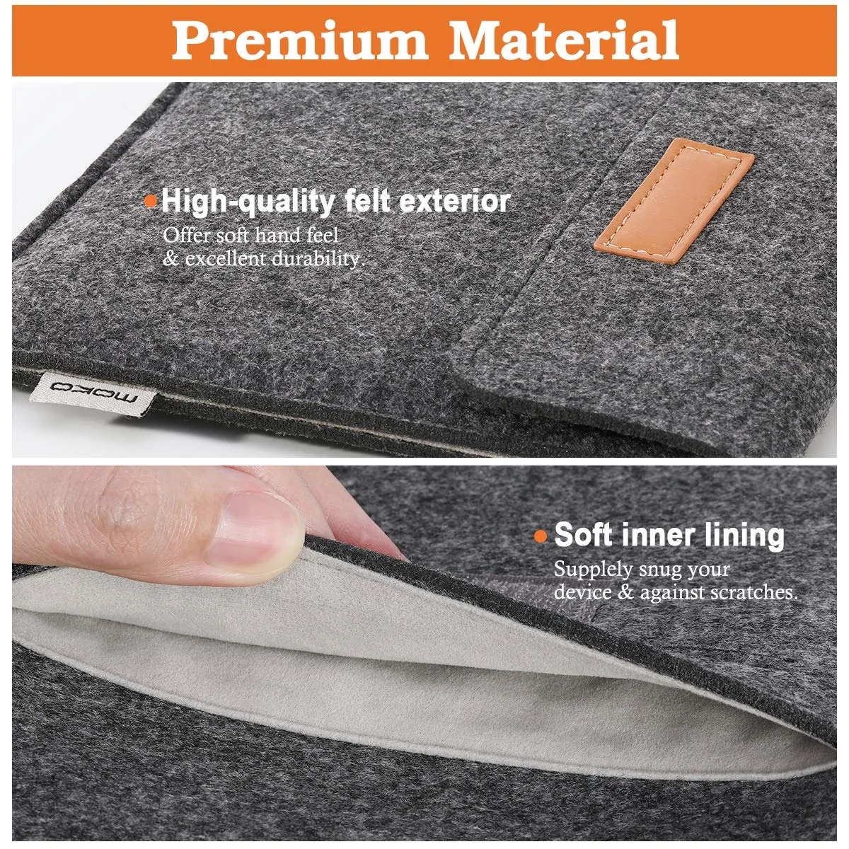MoKo Kindle Oasis custodia feltro grigio scuro portafoglio