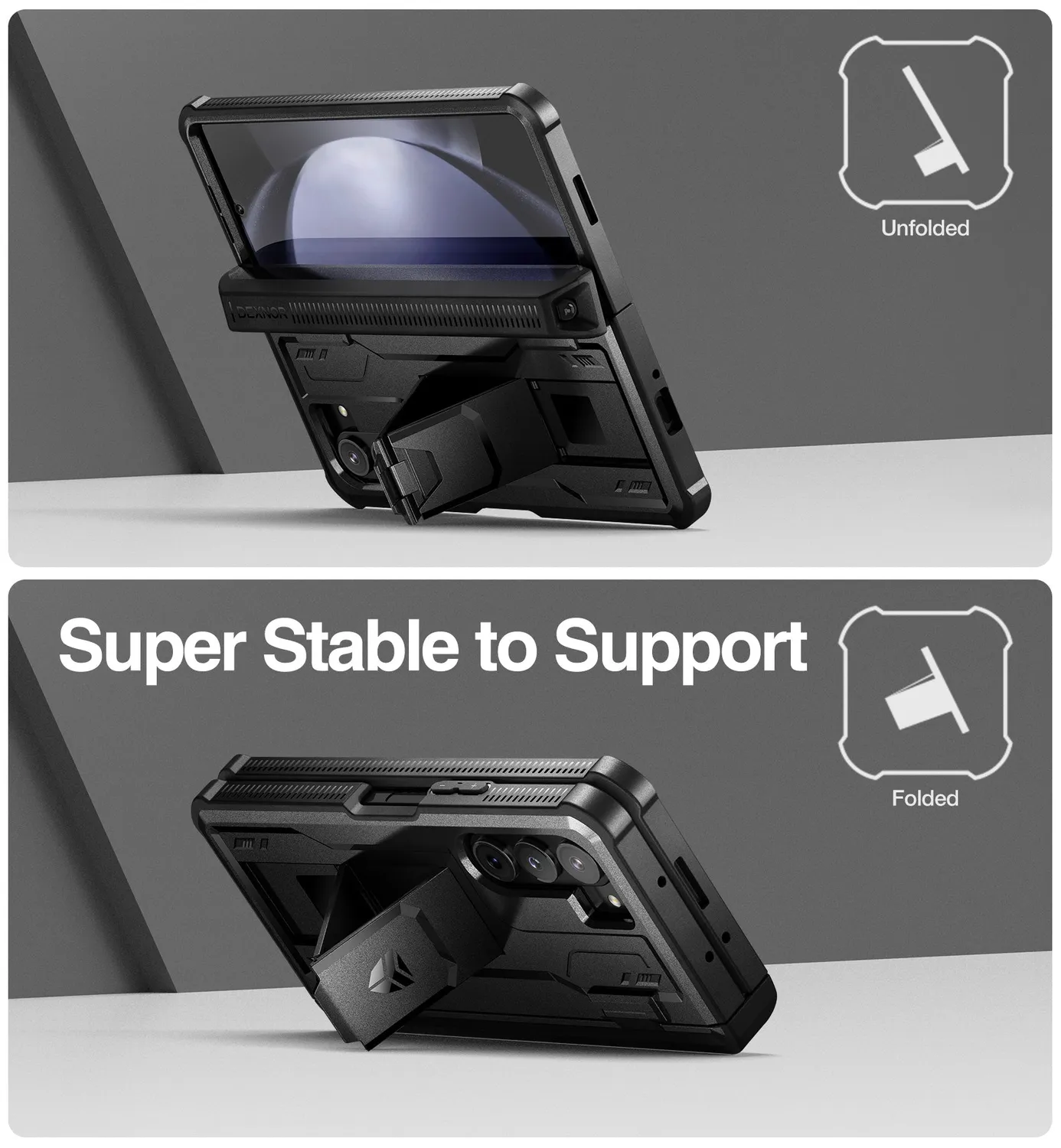 Dexnor Galaxy Z Fold 5 custodia nera rugged