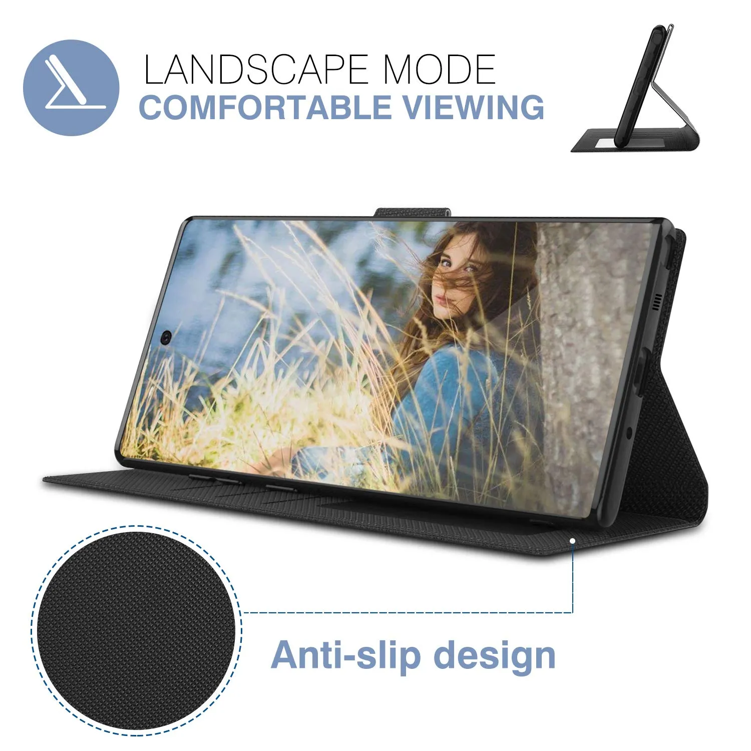 MoKo portafoglio cover Galaxy Note 10 6.3" nero ardesia