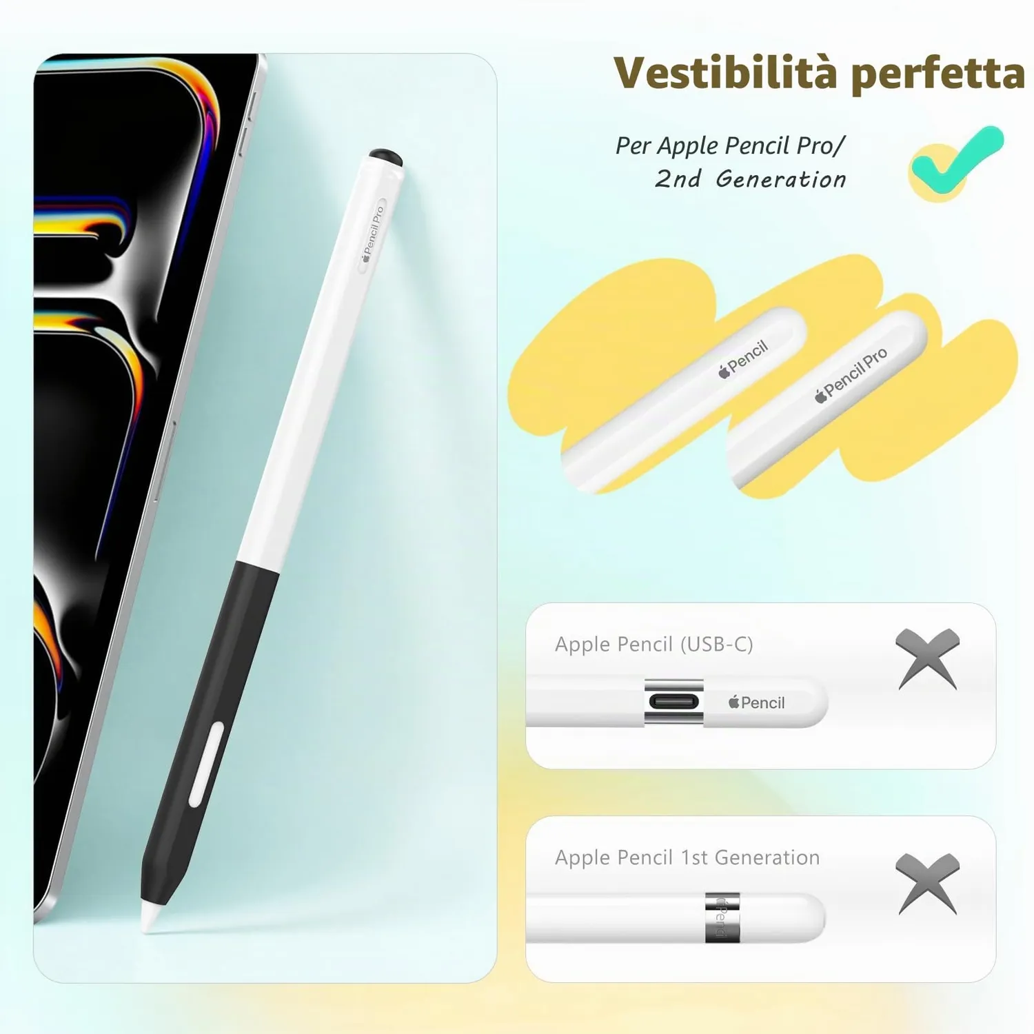 MoKo Apple Pencil Pro 2a Gen custodia silicone nero misterioso